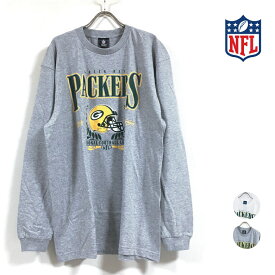 NFL グリーンベイ PACKERS ビッグシルエット 長袖 Tシャツ メンズ 【 送料無料 】 パッカーズ ロングスリーブ クルー ビッグT ロンt トップス tshirt ストリート系 スポーツ b系 ヒップホップ ファッション ホワイト グレー M L XL オーバーサイズ