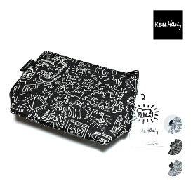 Keith Haring キース ヘリング 総柄 ポーチ KH2213 ユニセックス 【 送料無料 】 ミニバッグ 鞄 ストリート系 スケーター ファッション メンズ レディース 白 ホワイト 黒 ブラック グレー ワンサイズ