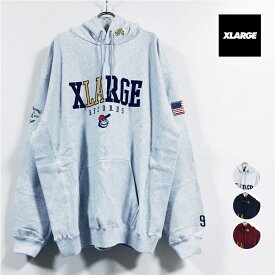 XLARGE エクストララージ XL LABEL SOUVENIR HOODED SWEAT パーカー 長袖 メンズ 【 送料無料 】 刺繍 フーディー スウェット トレーナー 裏毛 ストリート系 ワーク ヒップホップ スケーター street hiphop fashion ファッション M L XL サイズ