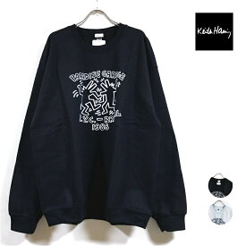 Keith Haring キース ヘリング CREWNECK スウェット 裏起毛 KH2218 メンズ 【 送料無料 】 クルー プリント トレーナー ストリート系 グラフィティ アート スケーター ファッション 黒 ブラック グレー M L XL サイズ