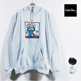 Keith Haring キース ヘリング HOODIE パーカー 裏起毛 長袖 KH2216 メンズ 【 送料無料 】 プルオーバー プリント フーディー トレーナー ストリート系 スケーター ファッション 黒 ブラック グレー M L サイズ