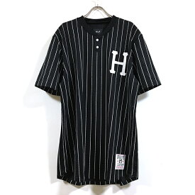 HUF ハフ BRONX HNLEY ヘンリーネック メッシュ ベースボール シャツ 半袖 メンズ 【 送料無料 】 hufworldwide シアー Tシャツ ストリート系 スケーター ファッション 黒 ブラック M L USサイズ