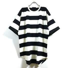 ワイド ボーダー ビッグシルエット Tシャツ 半袖 メンズ 【 送料無料 】 裾ラウンド クルー ビッグT ストリート系 スケーター カジュアル ファッション M L XL オーバーサイズ ビッグサイズ tシャツ