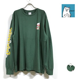 RIP N DIP リップンディップ Caterpillar Garden 長袖 Tシャツ メンズ 【 送料無料 】 ripndip 猫 ネコ ねこ cat ロンT ストリート系 スケーター ファッション スケートボード ブランド オリーブ M L USサイズ