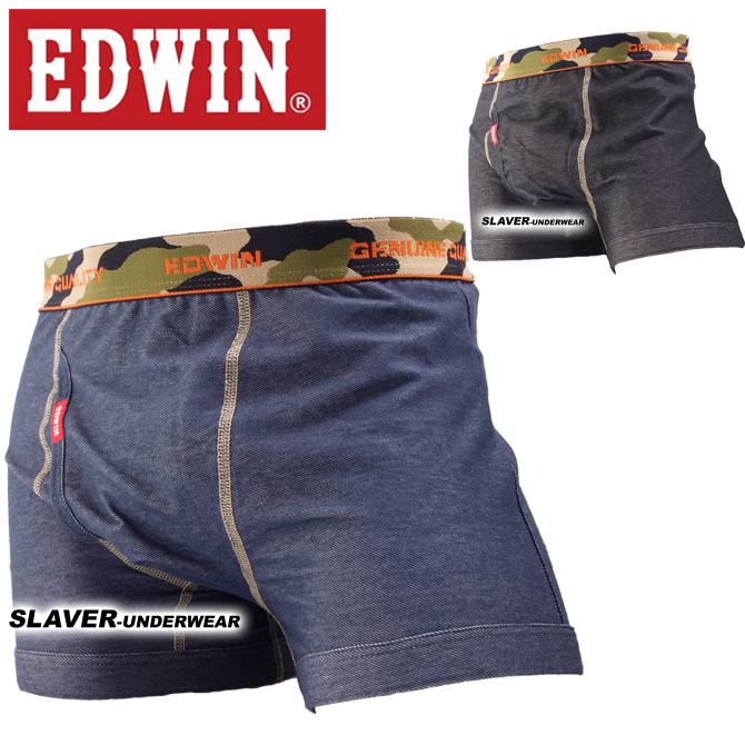 EDWIN エドウィン メンズ ボクサーパンツ カモフラージュ帯 前開き 定番品 デニム風