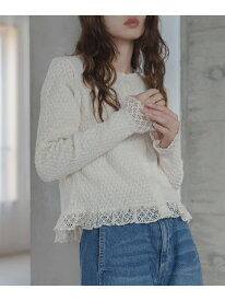 レースシャーリングフリルカットソー Sonny Label サニーレーベル トップス カットソー・Tシャツ ホワイト ブラック【先行予約】*【送料無料】[Rakuten Fashion]