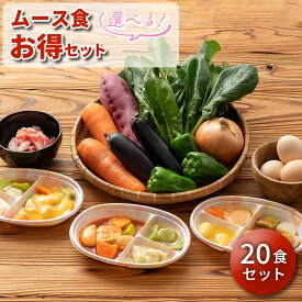 選べる ムース食20食セット 20食分 20食 冷凍弁当 宅配弁当 ムース食 惣菜 詰め合わせ 高齢者 高齢 介護食 栄養食 時短調理 嚥下 嚥下食 舌でつぶせる ムース ペースト とろみ 嚥下困難 スマイルケア食 健康直球便 献立 国内製造 簡単 時短 宅配 自宅療養
