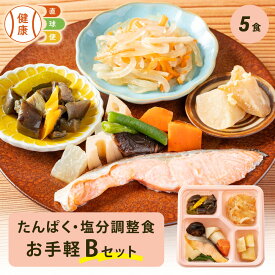 たんぱく・塩分調整食Bセット お手軽5食分 5食 冷冷凍弁当 冷凍 宅配弁当 低たんぱく 食品 弁当 惣菜 おかず おかずのみ 詰め合わせ セット 制限食 栄養食 食事療法食 国内製造 朝食 昼食 夕食 自宅療養 健康直球便 時短調理 時短 簡単 おすすめ 調整食