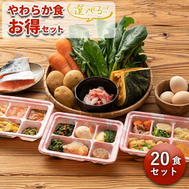 選べる やわらか食20食セット 20食分 20食 柔らかい 歯茎と舌で潰せる 舌でつぶせる 宅配弁当 冷凍弁当 介護食 栄養食 レンジ調理 国内製造 管理栄養士 監修 弁当 凍結含浸法 嚥下 嚥下食 高齢者 自宅療養 健康直球便 冷凍 惣菜 おかず 詰め合わせ セット