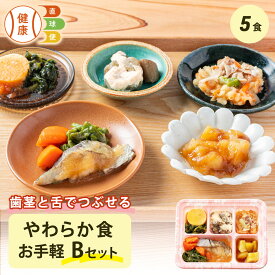 やわらか食Bセット お手軽5食分 お試し お手軽 5食 柔らかい 歯茎と舌で潰せる 舌でつぶせる 宅配弁当 冷凍弁当 介護食 栄養食 時短調理 国内製造 管理栄養士 監修 凍結含浸法 通販 献立 食事 自宅療養 健康直球便 冷凍 惣菜 おかず 詰め合わせ