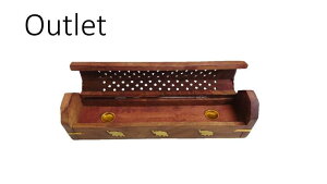 5のつく日はポイント10倍!!【訳あり品】10インチエレファント★3パターン★シーシャムウッドボックスタイプお香立て♪インド産 木製 お香立てお香スティック コーン兼用