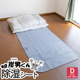 【スーパーセール限定価格】洗える 除湿シート（備長炭入り） ダブル 130×180cm グレー 除湿マット 結露防止 湿気対策 寝汗対策 防ダニ 防カビ 消臭 防臭 丸洗い可能 結露防止シート ウォッシャブル 湿気取りシート 除湿シーツ 脱臭 炭男 すみお D フローリング