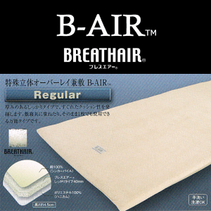 ブレスエアー(R)敷きマットレス B‐AIR Regular レギュラー クィーンサイズ 約80×200×4.5cmの2枚組 【送料無料】 中材：東洋紡ブレスエアー(R）使用