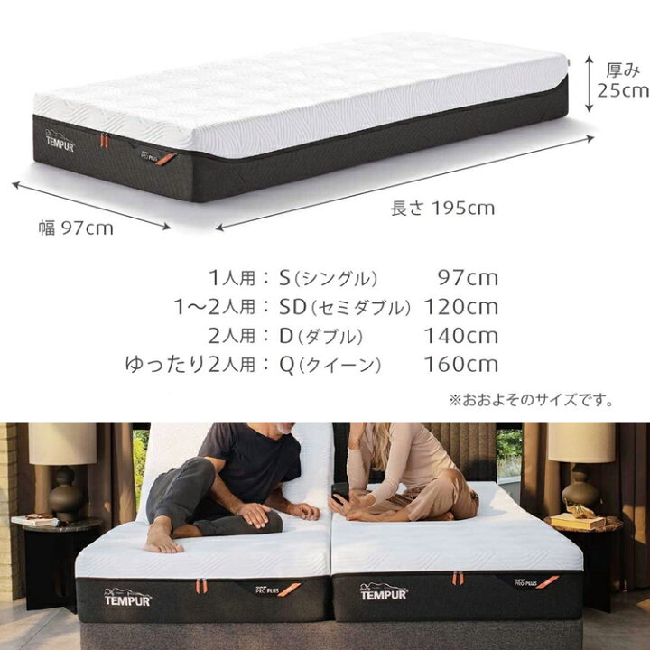 楽天市場】テンピュール プロ プラス 厚さ25cm マットレス ベッド用 