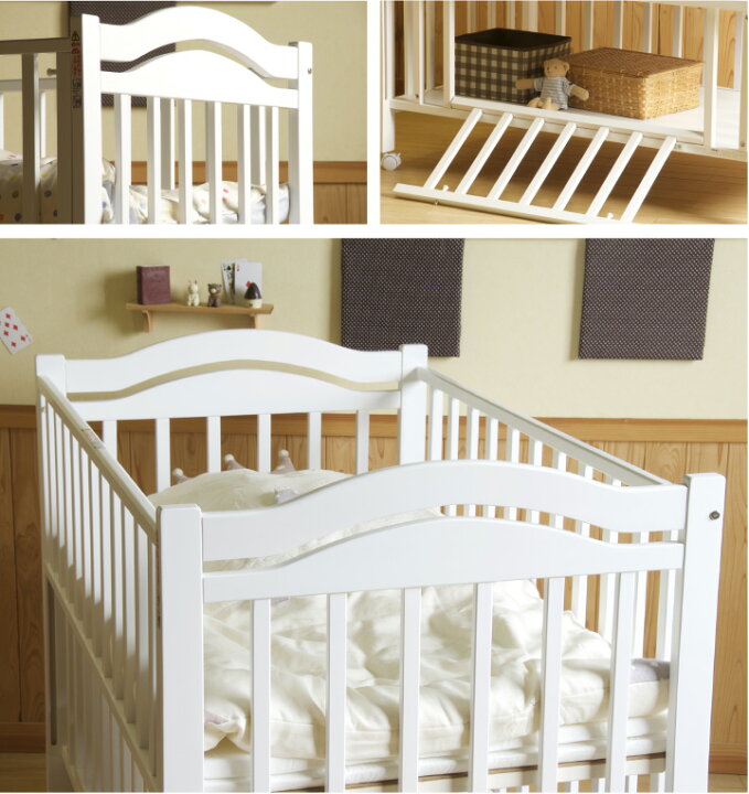 楽天市場】日本製 ベビーベッド 「アリス WH（ホワイト）」 布団セット  