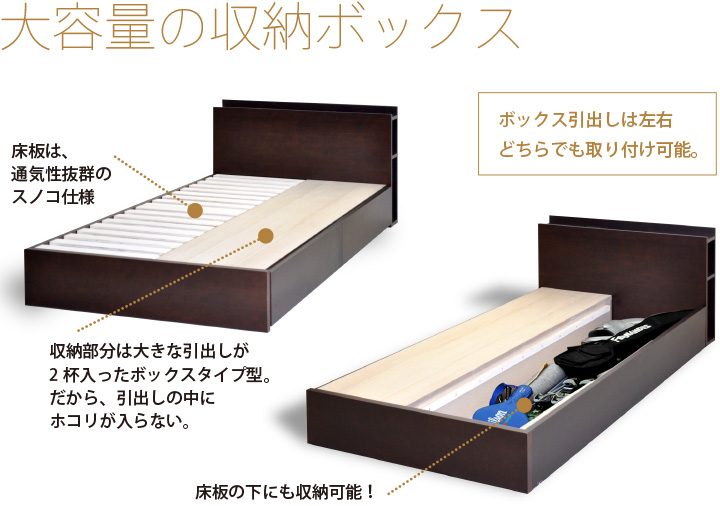 楽天市場】収納付き木製ベッド「シンフォニー D（ダブル）」 ダブル 
