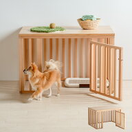 「【木製・組立式】バリアフリーケージ」 ペットサークル 小型犬 中型犬 屋根付き おしゃれ ペットケージ…