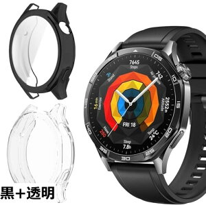 �y���������zAnkersaila�y2������z�Ή� Huawei Watch GT5 46mm �P�[�X �J�o�[ TPU �S�ʕی� �J�o�[ �y�� �ϏՌ��� �C�菝�h�~ �����ߗ� �E���ȒP (��+��)