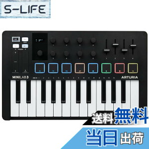 �y���������zArturia MIDI �L�[�{�[�h �R���g���[���[ MiniLab 3 �z���C�g �F�F�u���b�N