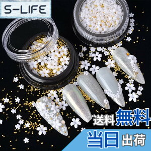 �y���������zMEILINDS 3D Acrylic Flower Nail Charms with Pearl Golden Steel Ball Nail Caviar Beads, Mixed Size White Flat Resin Flower 3D Nail Art Design Decorations, Nails Supplies for DIY Jewelry Craft(2 Jars)