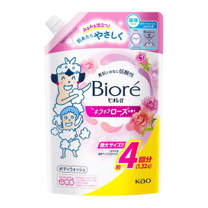 【送料無料】ビオレu ボディソープ キラキラローズの香り つめかえ用 1.32L 弱酸性 赤ちゃんの肌にも使える 色:ホワイト