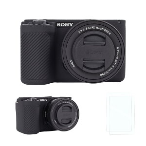 �y���������zRieibi �V���R���ی�P�[�X Sony Alpha ZV-E10 II �J�����P�[�X �X�N���[���v���e�N�^�[2�t�� �y�� ZV-E10II�P�[�X �O���b�v���o���� Sony ZV-E10 II�J�����P�[�X�p �F�F�u���b�N�A�T�C�Y�F