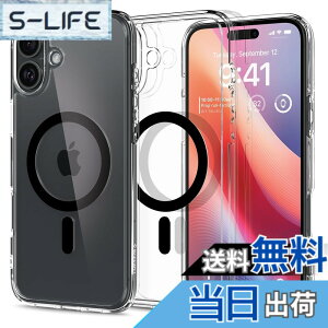 �y���������zSpigen iPhone 16 Plus �P�[�X �N���A MagSafe�Ή� �ϏՌ� �X�g���b�v�z�[�� ���ϖh�~ �o���p�[ �ČRMIL�K�i �E���g���E�n�C�u���b�h�E�}�O�t�B�b�g ACS08076 (�u���b�N)