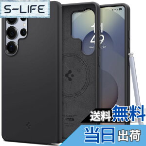 �y���������zSpigen Galaxy S25 Ultra �P�[�X Magfit�Ή� �V���R�� �ϏՌ� �y�� ���^�Ή� TPU �V���R���t�B�b�g�E�}�O�t�B�b�g ACS09017 (�u���b�N)