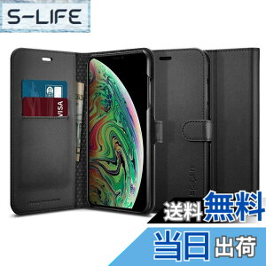 �y���������z�ySpigen�z iPhone XS Max �P�[�X �蒠�^ �J�[�h���[ 6.5�C���` �Ή� ���C�����X�[�d �X�^���h �@�\ ��ʕی� �����Y�ی� �Ռ��z�� ���U�[ �E�H���b�gS 065CS24841 (�u���b�N)