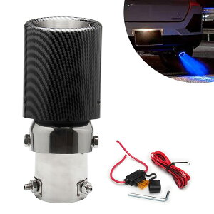 【送料無料】VEHSUN マフラーカッター LED 軽自動車 下向き カーボン調 向き 調整可能 ライト付き 排気 パイプ 発光 光る カーボン テールパイプ径 35〜63mmアルミ製 MT AT 汎用 ドレスアップ オー