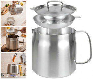 【送料無料】Korekaou オイルポット 大容量 304ステンレス 油ポット 揚げ鍋兼用 油こし器 油入れ 天ぷら油 残留物を濾過 直火 IH調理器 電気コンロで使用可能 食器洗い機対応 (フィルター付き, 2