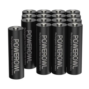 【送料無料】POWEROWL 単3形充電式電池、2800mAh 大容量電池 1.2V ニッケル水素16個パック(約1200回循環使用可能)