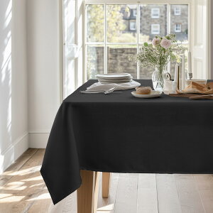 【送料無料】Deconovo テーブルクロス 撥水 十字紋 キッチン用品 ポリエステル製 テーブルカバー 食卓カバー 北欧 おしゃれ 無地 長方形 防水 汚れ防止 多用途 ブラック 140cmx180cm
