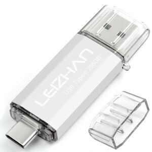 �y���������zLEIZHAN TYPE-C USB�������[�E�t���b�V���h���C�u 256G USB 3.0�Ή� �����]��OTG�A�X�}�z�EPC�p�A�e�ʕs�������A�}�C�N���y���h���C�u�A��e��U�X�e�B�b�N�B(256GB, �V���o�[)