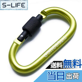 【送料無料】TITECOUGO アウトドア カラビナ おしゃれ 登山 小型 アルミ Dフック 頑丈 ネジロック バンジーコード ブランコ ハンモックテント キャンプ 用品 キーホルダー 釣り ハイキング ペット karabina グリーン 2個