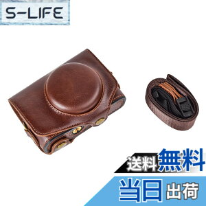 �y���������zkinokoo PowerShot SX720 HS / SX730 / SX740 �p�J�����P�[�X PU���U�[ �S�ʕی�^ �O�r���t�� �V�����_�[�X�g���b�v�t��(�R�[�q�[)