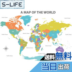 �y���������zDECOWALL DL3-2302 ���� �J���[�t�� ���E�n�} �E�H�[�� �X�e�b�J�[ (152x105 cm) �f�R �c�t�� �ۈ牀 �q������ DIY�p �Ǔ]�� �V�[�� �E�H�[���A�[�g �V�[�� �j�̎q ���̎q ���ǂ� �o�X���[