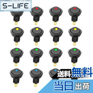 �y���������zCESFONJER 16 pcs �~�j�Ԃ̃{�[�g19mm LED�C���W�P�[�^�̃��b�J�[�X�C�b�`�A�{�^�� �~�j�ۂ� �C�b�`�A�u���[���b�h�O���[���C�G���[ DC 12V 20A 3�s���I�� - �I�t�A SPST�K���ǉ��d�q�@��