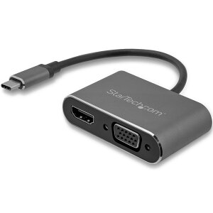 �y���������zStarTech.com USB-C - VGA/HDMI�ϊ��f�B�X�v���C�A�_�v�^ 2-in-1 USB Type-C�}���`�A�_�v�^�[ 4K/30Hz �A���~�P�[�X �X�y�[�X�O���[ CDP2HDVGA