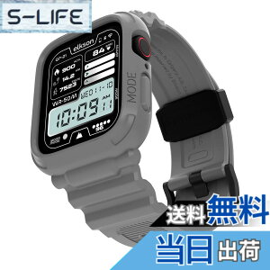 �y���������z[elkson] �A�b�v���E�H�b�` �o���h Apple Watch 45mm 44mm �o���p�[�P�[�X�t�� ���ȃ����Y�o���h Apple Watch SE iWatch Series 9 8 7 6 5 4�p, Quattro Pro Series �X�|�[�c�~���^���[�ی�P�[�X �v���e