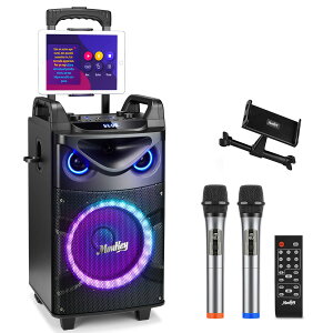 �y���������zMoukey �|�[�^�u�� �X�s�[�J�[ Bluetooth ���C�����X�}�C�N 2�{ �J���I�P�Z�b�g�ƒ�p pa�Z�b�g 10�C���`�T�u�E�[�t�@�[ �[�d�� UHF�}�C�N �^��MP3/USB/TF 8-20�g�p���� (10�C���`) MTs10-2