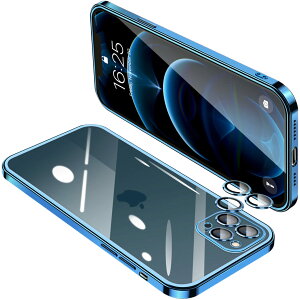 �y���������zONETIAOLONG �ɓK������iPhone12 Pro Max �p�̃P�[�X �N���A �A�C�t�H��12ProMax �p�̃����Y�ی� �J�o�[ �ϏՌ� ���� �X�}�z�P�[�X �S�ʕی� �y�� ���b�L���H TPU ���^ �X�g���b�v�z�[���t