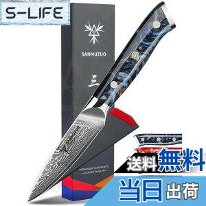 �y���������zSANMUZUO 3.5 Inch Paring Knife - Kitchen Fruit Vegetable Knife Damascus Steel & Resin Handle - XUAN Series (Starry Black)