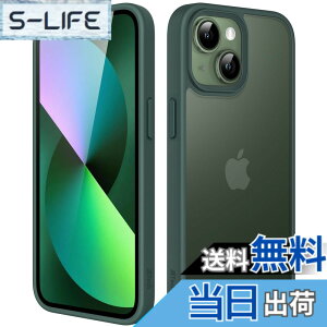 �y���������zJETech �}�b�g�P�[�X iPhone 13 Mini 5.4�C���` �ϏՌ����~���^���[�O���[�h�̗����h�~ ������̔������̔w�ʓd�b�J�o�[ �w��h�~ (�Z���ΐF)