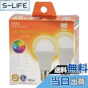�y���������z�I�[���d�@ LED�d�����` E17 60�`����/60W���� �d���F Ra93�����F �����Ή� �f�M�ގ{�H���Ή� �~�j�N���v�g���` 5�N 2�� LDA6L-G-E17 RA 2P 06-5566 OHM