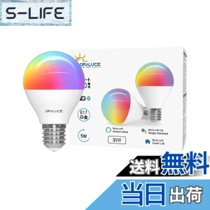 �y���������zORALUCE �X�}�[�g LED�d�� E17���� 40W���� �������F �X�}�[�g���C�g �}���`�J���[ 1600���FRGB �����F-�d���F Alexa/Google Home�Ή� �n�u�s�v ���u���� �戵�������t 2�� LDA5F-E17/2P