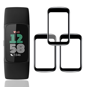 �y���������z�ywnunbg 3���Z�b�g�z �Ή� Fitbit Charge 6 / Fitbit Charge 5 �t�B���� �K���X�t�B���� 3�� PET������ �Y�f�@�� �����ߗ� �Ή� Fitbit Charge 6 �ی�t�B���� 3D�ȖʃJ�o�[ �Ή� Fitbit Charge 5 �t��