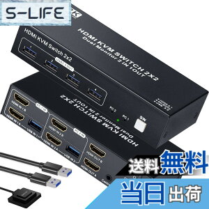 �y���������zELEVIEW KVM�X�C�b�` HDMI 2PC ���j�^�[2�� �f���A�����j�^�[�Ή� 8K60Hz/4K120Hz HDMI2.1 USB3.0 �L�[�{�[�h �}�E�X ���j�^�[ ���L �茳�X�C�b�`�yEHD-922N�z