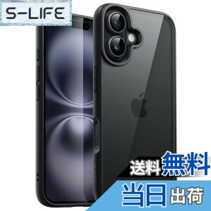 �y���������zJETech iPhone 16 Plus 6.7�C���`�p �P�[�X �ϏՌ��X�}�z�o���p�[�J�o�[ �\���b�h�J���[ �}�b�gTPU�t���[�� �����h�~ �N���A�o�b�N (�u���b�N)