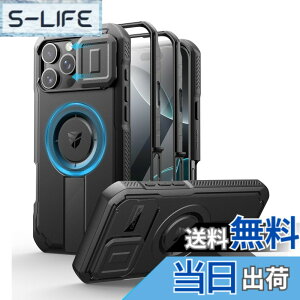 �y���������zDexnor iPhone 16 Pro Max�p �}�O�l�b�g�P�[�X - �X���C�h���J�����J�o�[/�����\�L�b�N�X�^���h���� ������ʕی�t�B�����t�� �ϏՌ� ���݌v(�u���b�N)